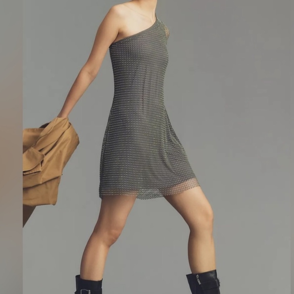 Anthropologie Sunday in Brooklyn One Shoulder Mesh Sequin Dress